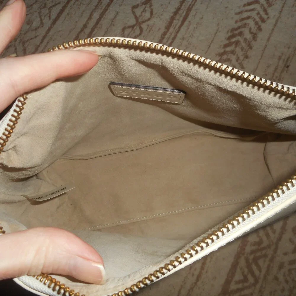 NWT cream Leather clutch makeup bag by STAUD - Picture 4 of 5